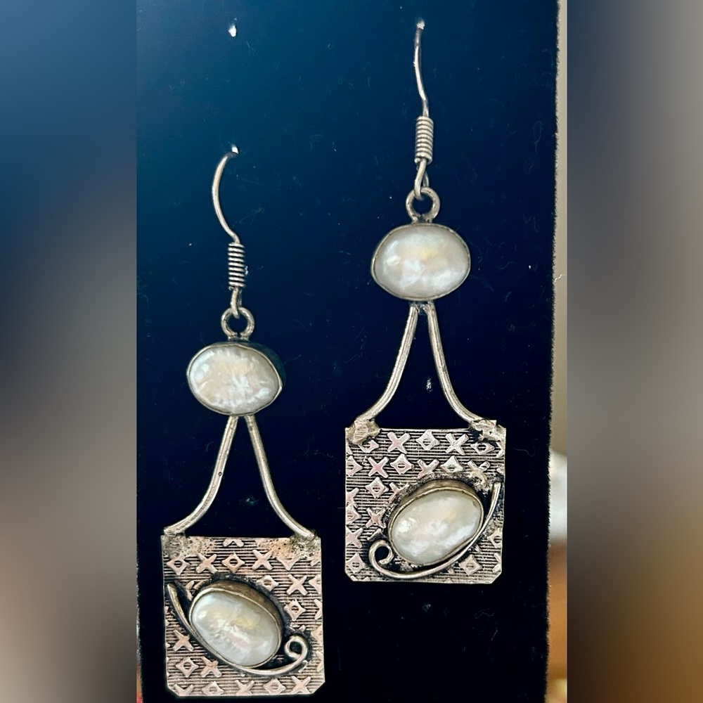 Sterling and Freshwater Pearls statement earrings